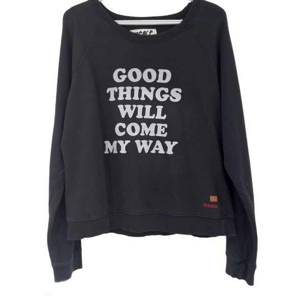 Peace Love World Sweaters - PeaceLoveWorld Good Things Distressed Sweatshirt